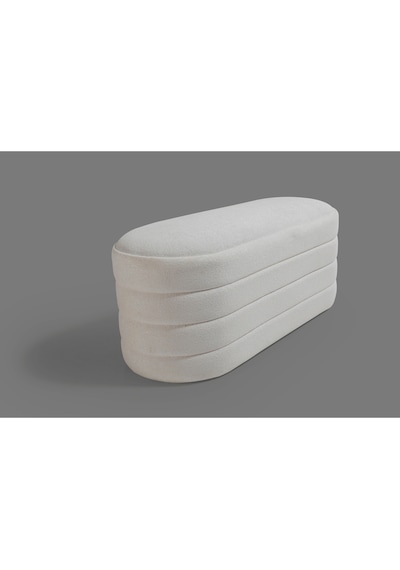 Bench Puf - Yatak Ucu Bench - Cnc Çizgili Modern Bench Modelleri -oturma Bankı -küçük Koltuk Beyaz