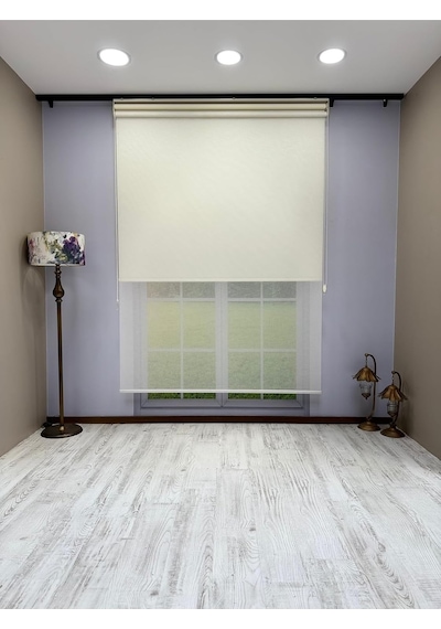Donatti Perde Çiftli Sistem Keten Tül Ve%100 Blackout Karartma Ekru Stor Perde 250 X 200 Diğer