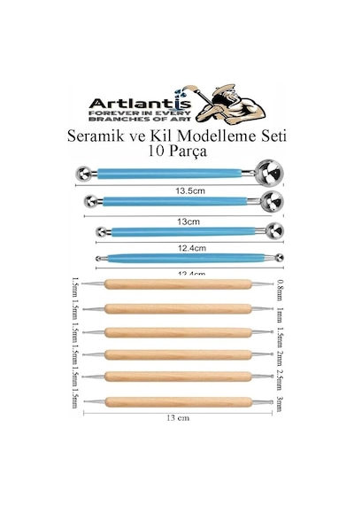 Top Uçlu Seramik Ve Kil Modelleme Seti 10lu 1 Paket Polimer Kil Şekillendirme Çömlek Oyma Çiçek