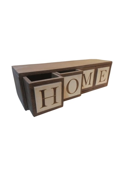 Home Yazılı Dekoratif Çekmeceli Organizer 42cm X 12cm X 10cm