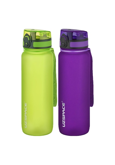 Uzspace 2'li Tritan Matara Seti 800 Ml 14 Farklı Renk Seçeneği Fiftyfifty-3053seta Yeşil-Mor