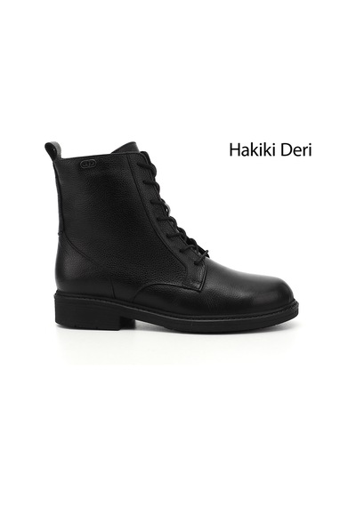 Gönderi(R) Gönderi R Kadın Siyah Floter Fermuarlı Kauçuk Taban Hakiki Deri Postal Bot Dkzb61342452 Siyah Floter