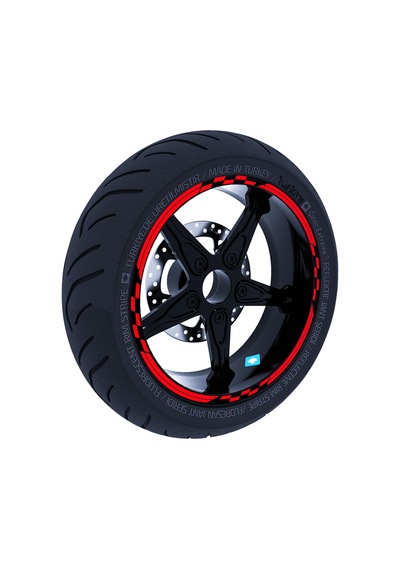 Moto GP Yarış Bayraklı Reflektif Kırmızı Jant Şeridi Sticker Çınar Extreme