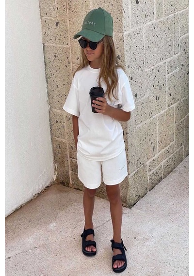 My Kids Wear Kız Çocuk Kompakt Şortlu Takım Beyaz - Turuncu