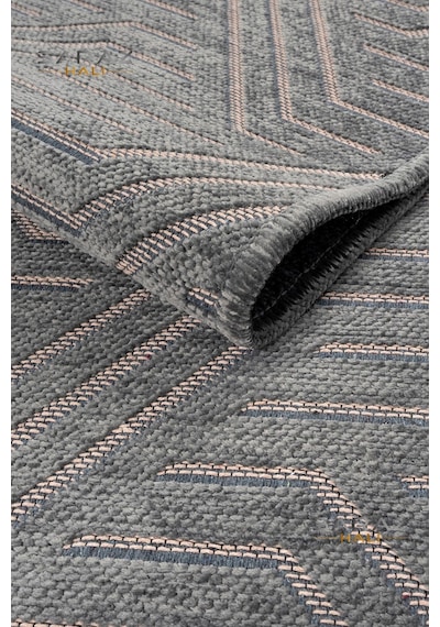 Ada Kilim Modern Salon Mutfak Koridor Kesme Yolluk Dokuma Makine Halısı Zigzag Krem Antrasit