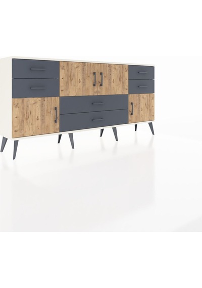Arges Konsol 3 Raflı 6 Çekmeceli 4 Kapaklı 176x30x83 Aytaşı-çam/antrasit Çam/antrasit Arges Konsol 3 Raflı 6 Çekmeceli 4 Kapaklı 176x30x83 Aytaşı-çam/antrasit Çam/antrasit