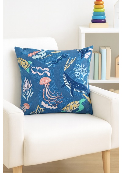 Duck Deniz Kırlent Kılıfı Mavi 40x40 Mavi