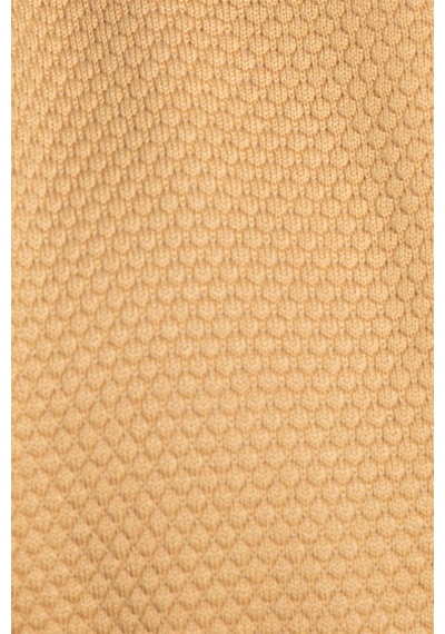 Tudors Erkek Slim Fit Dar Kesim Bisiklet Yaka Petek Desenli Sarı Bej Triko Kazak-25879 Bej