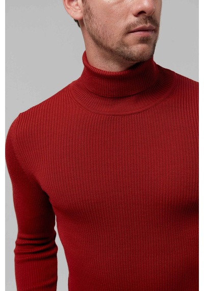 Twn Slim Fit Kiremit Rib Örgü Kazak 5ec0606317641 250