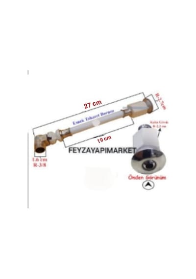 Gömme Asma Klozet Taharet Çubuğu 17 Cm 20 Cm Veya 27 Cm 17 Cm Dirsekli