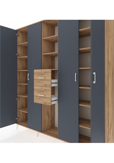 Hyperion Dolap 15 Raflı 2 Çekmeceli 4 Kapaklı 220x44x243 Çam-antrasit/çam Antrasıt/atlas Çam Hyperion Dolap 15 Raflı 2 Çekmeceli 4 Kapaklı 220x44x243 Çam-antrasit/çam Antrasıt/atlas Çam