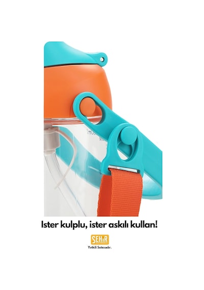 Uzspace 500ml Askılı Kulplu Pipetli Tritan Çocuk Su Matarası Pembe-mavi Genel
