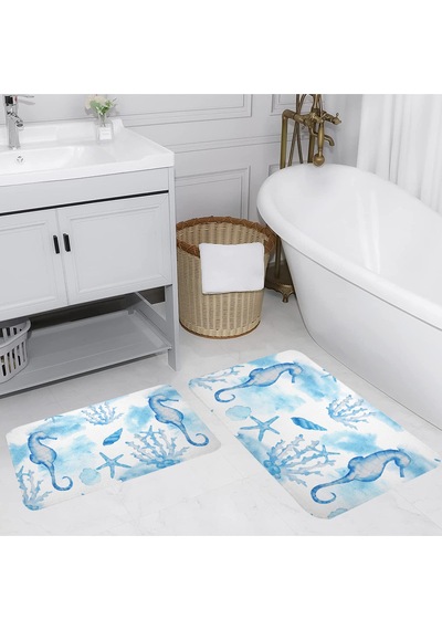 Rovigo Home Baskılı Kaymaz Taban 2 Li Banyo Paspas Takım Rvg5057-100X60-60X50 Çok Renkli