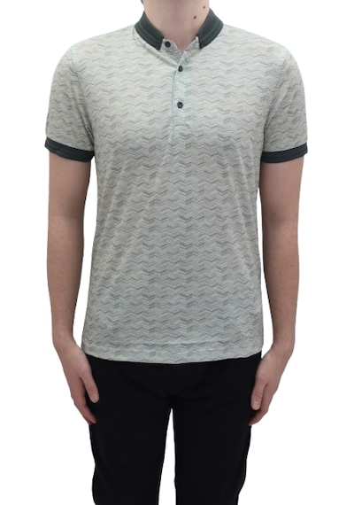 Santa Dmctekstil Erkek Kavis-115 Desenli Spor Kesim Dar Kalıp Cepsiz Polo Yaka T-shirt Haki