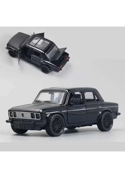 Metal Oyuncak Araba Lada Vaz 2107 Açılabilir Kapı Ve Kaput Detaylı Klasik Maket Araba 12.5 Cm Siyah Çok Renkli