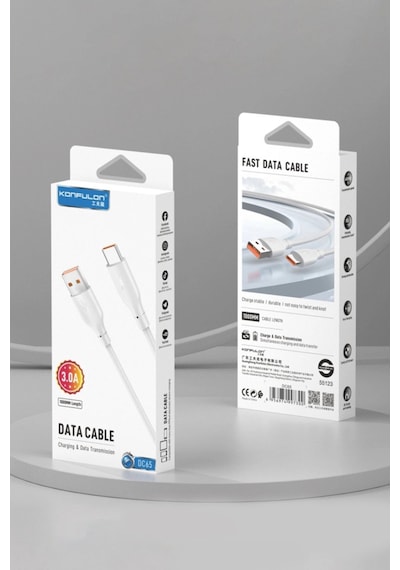 Dc65 Usb To Type-c 1m 3.0a Hızlı Şarj Kablo - Beyaz