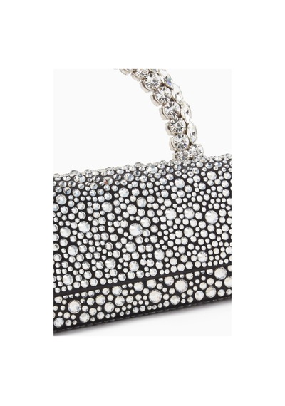 L'alingi Malika Crystal Saten Clutch Çanta, Gümüş, Kristal Üst Saplı