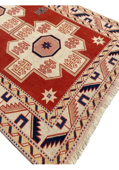 El Dokuma Eskitme Milas Halısı 130x190 Vintage Krem Yün Halı KREM