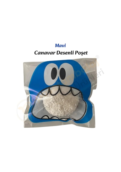 100 Adet Mavi Canavar Desenli Cake Pop & Kurabiye Poşeti-10x15 Cm