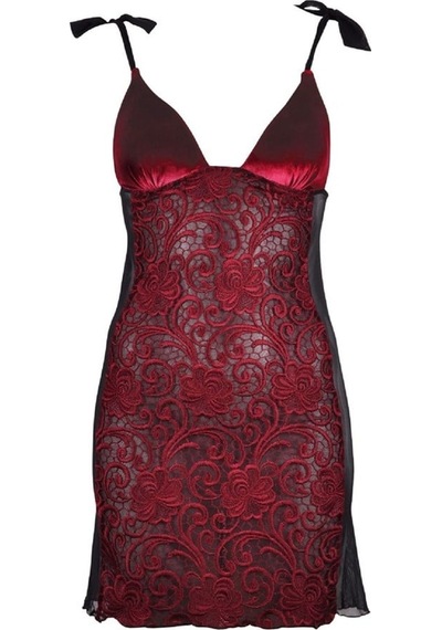 Magic Form 7290 Kadife Kumaşlı Prada Dantelli Gecelik - Bordo Bordo