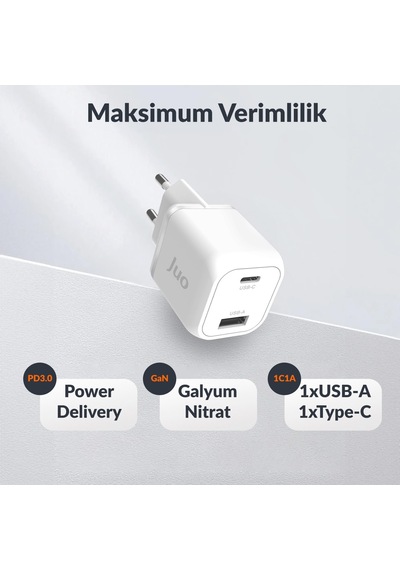 Lexroo 35w Gan Usb-c + Usb-a Şarj Aleti İphone & Samsung Pps Uyumlu Pd Qc4.0 Type-c Hızlı Şarj Standart