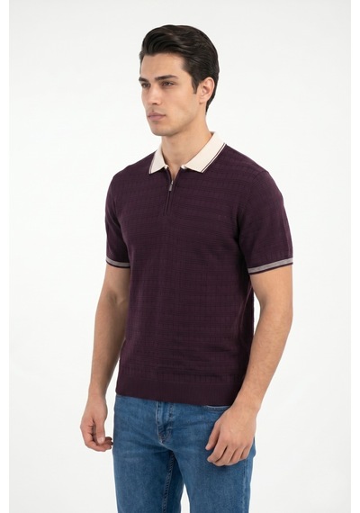 Baglan Erkek Spor Polo Yaka Triko Tişört Bgl-st05372 Mürdüm