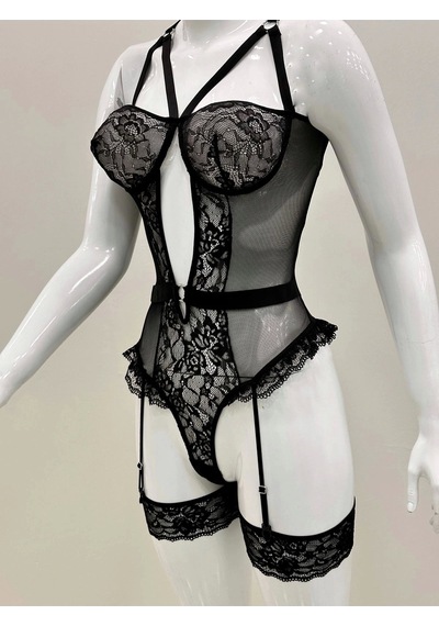 Afrodit Siyah Sexy Jartiyer Takım -1050 Siyah
