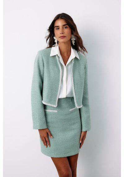 Sateen Aksesuar Detaylı Tüvit Ceket - Mint-135141 Mint
