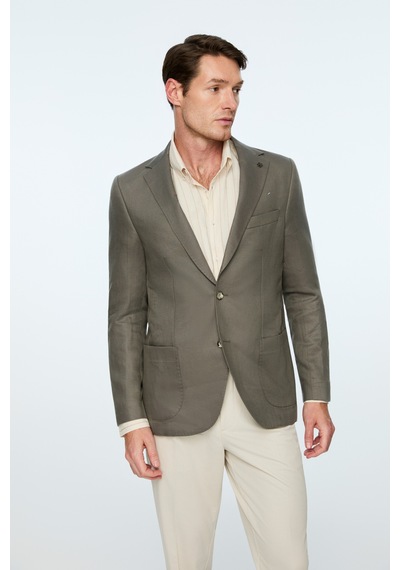 Morven Erkek Nefti Dokuma Trend Düz Slim Fit Mono Yaka Ceket 26ys002004708 Nefti