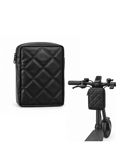 Microcase Kapitone Kumaş Gidon Bağlantılı Scooter Bisiklet Motosiklet Çantası 23x19 Cm Al5690 Siyah