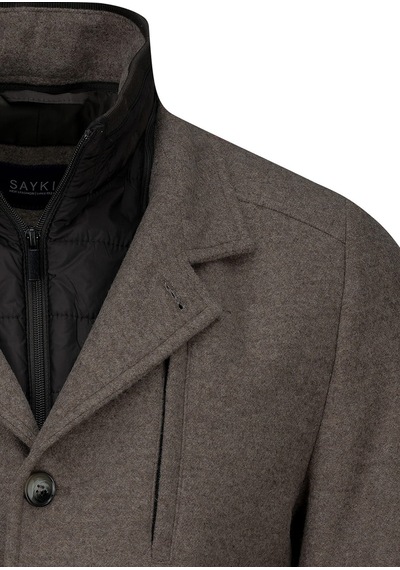 Hatemoğlu Vizon Slim Fit Hakim Yaka Yünlü Kaşe Palto 2982373 Vizon