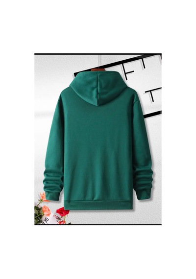 Medinenur Lock Baskılı Kapüşonlu Cepli Sweatshirt Yeşil