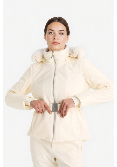 Defacto Su İtici Slim Fit Dar Kesim Kemerli Kapüşonlu Softshell Kayak Montu F3525ax25wnwt46 Beyaz-wt46