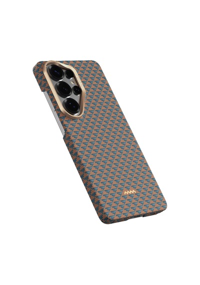 Galaxy S26 Ultra Uyumlu Kılıf M-safe Şarj Özellikli Raptic Aramid Skin Origin Serisi Kapak Gold-mavi Mavi - Gold