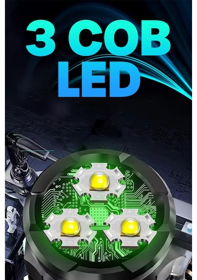 5 Modlu Şarjlı Klipsli Mıknatıslı El Feneri Mini 3 Cob Led Lamba Acil Durum Işığı 8433 Siyah
