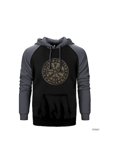 Vikings Vintage Vegvisir Kırmızı Renk Reglan Kol Sweatshirt / Hoodie