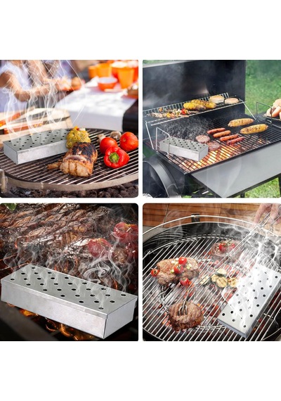 Aromawood Grill Mangal & Bbq Barbekü Aroma Talaşı Tütsüleme Kutusu Inox Grill Smoker Box