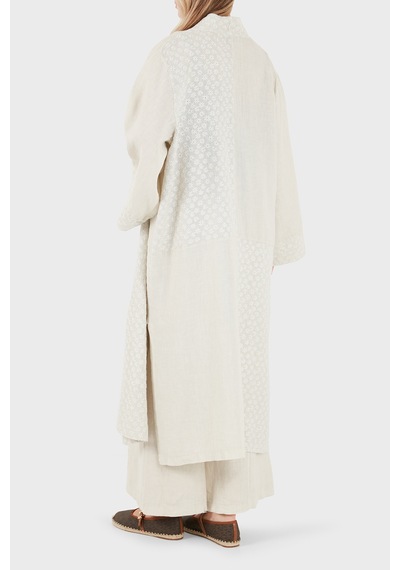 Via Dante % 100 Keten Brode İşlemeli Kimono Bayan Kimono 69912196 Taş
