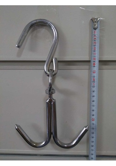 Kasap Et Asma Kancası Krom Kaplı Çift Çengel 10 Mm