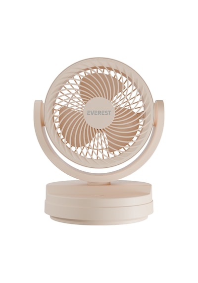 Everest Efn-509, Krem, 3 Kademeli Hız, 3lü 7&quot Kanat, Masaüstü, Type-c Vantilatör