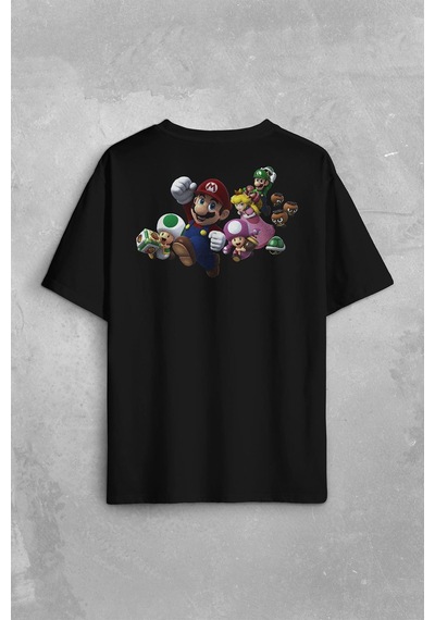 Super Mario Party Star Rush Sırt Ön Baskılı Oversize Tişört Unisex T-shirt 001