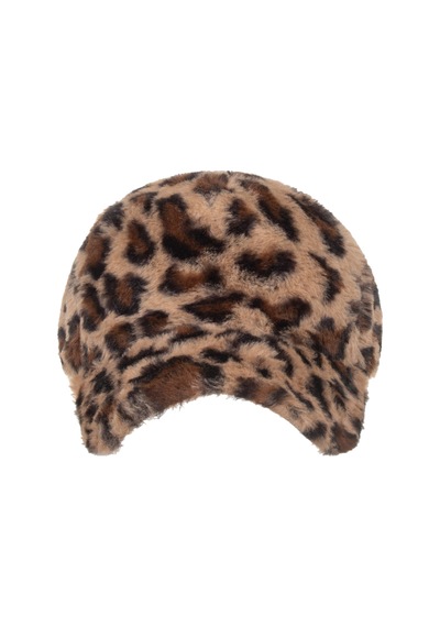 Mood Agenda Kadın Leopar Desenli Peluş Kep Şapka Camel