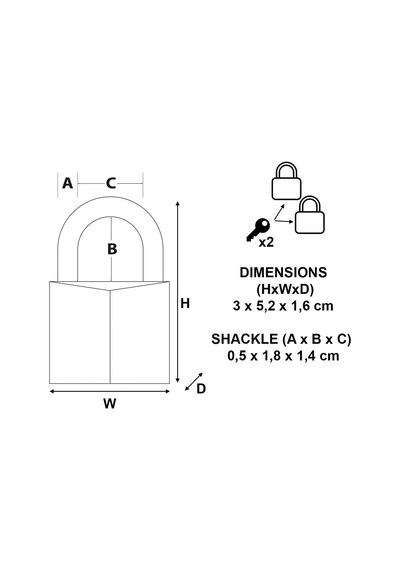 Master Lock 9130eurt Anahtarlı 2'li Alüminyum Asma Kilit Seti, Gr