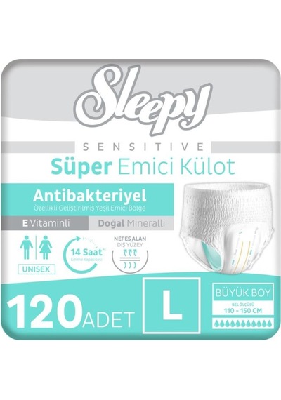 Sleepy Sensitive Antibakteriyel Emici Külot Large 30x4 120 Adet L