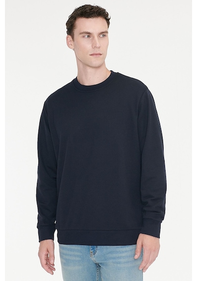 AC&Co / Altınyıldız Classics Standart Fit Normal Kesim Pamuk Bisiklet Yaka Erkek Sweatshirt Lacivert