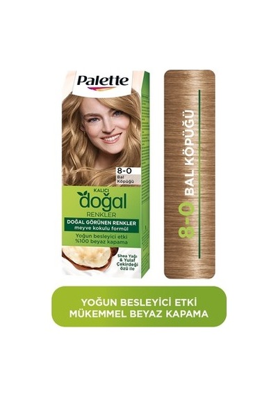 Palette Kalıcı Doğal Renkler 8-0 Bal Köpüğü Shea Yağı Saç