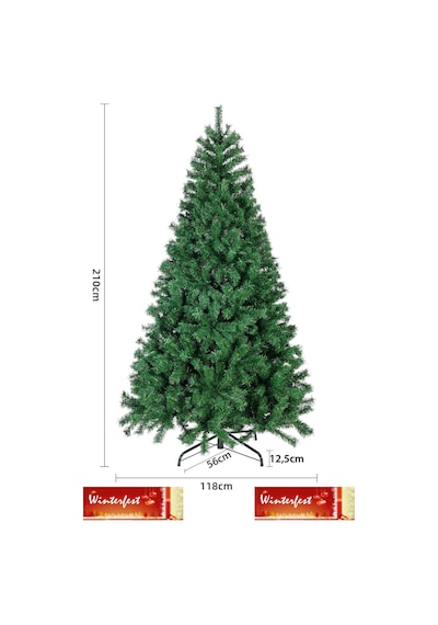Yılbaşı Çam Ağacı 210 Cm 800 Gür Dallı Demir Ayaklı