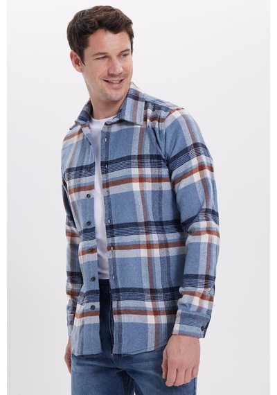 Tudors Erkek Slim Fit Dar Kesim Kareli Kışlık Oduncu Gömlek-42185 Çok Renkli Tudors Erkek Slim Fit Dar Kesim Kareli Kışlık Oduncu Gömlek-42185 Çok Renkli