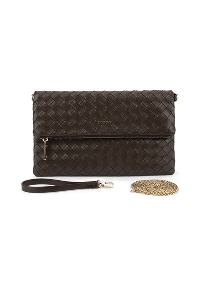 Tamer Tanca Kadın Suni Deri Kahverengi Clutch Çanta 921 7482-b Bn Cnt Sk26-27 Kahve Orgu