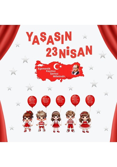Yaşasın 23 Nisan Pano Süsü